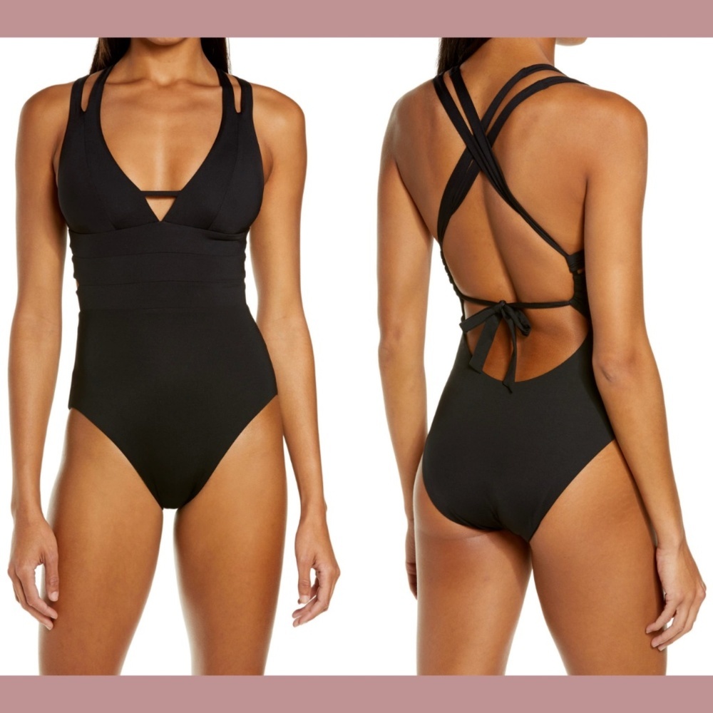NEW BECCA [ Small ] Elaine Color Code‎ One-piece Swimsuit In Black